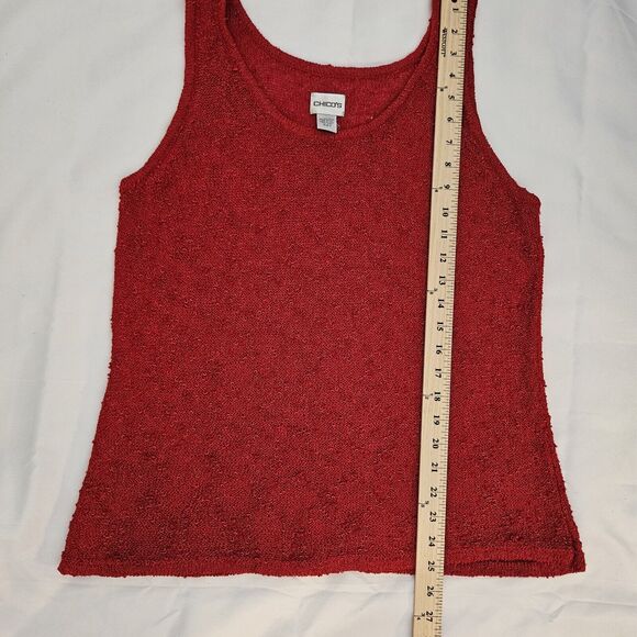 Chico's Women's size 3 / Lg Red French Crew Tank Sleeveless Blouse | Bay Shirt - Picture 7 of 10